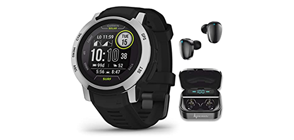 Why just ride a wave? Own it with Instinct 2 Solar – Surf Edition. This rugged GPS smartwatch has dedicated surf features — such as tide data and a surfing activity—and windsurfing and kiteboarding activities. Plus, solar charging gives you unlimited battery life in smartwatch mode (assuming all-...